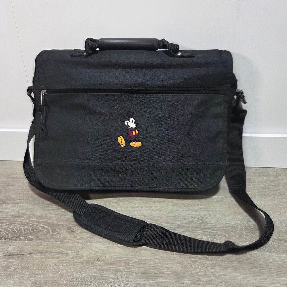 Disney Mickey Mouse Embroidered Black Messenger Laptop Bag